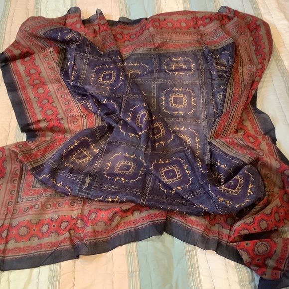 53” vintage YVES SAINT LAURENT scarf challis perfect excellent NWT